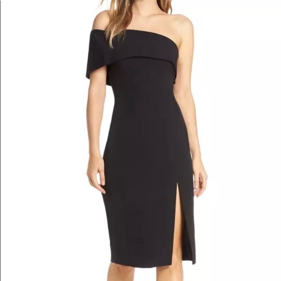 Eliza J Dresses & Skirts - Eliza J off shoulder scuba crêpe black dress 7874